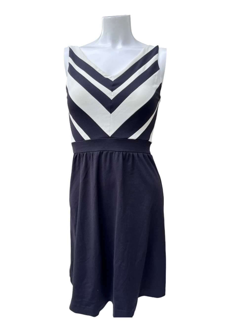 CYNTHIA ROWLEY Women XS Colorblock Dress Sleeveless Zip V-Neck Knee Length